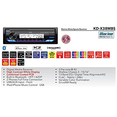 JVC KD-PKX38MBS - KD-X38MBS Single Din Digital Media Receiver, with 2X JVC CS-MS620 6.5 JVC KD-PKX38MBS - KD-X38MBS Single Din Digital Media Receiver, with 2X JVC CS-MS620 6.5